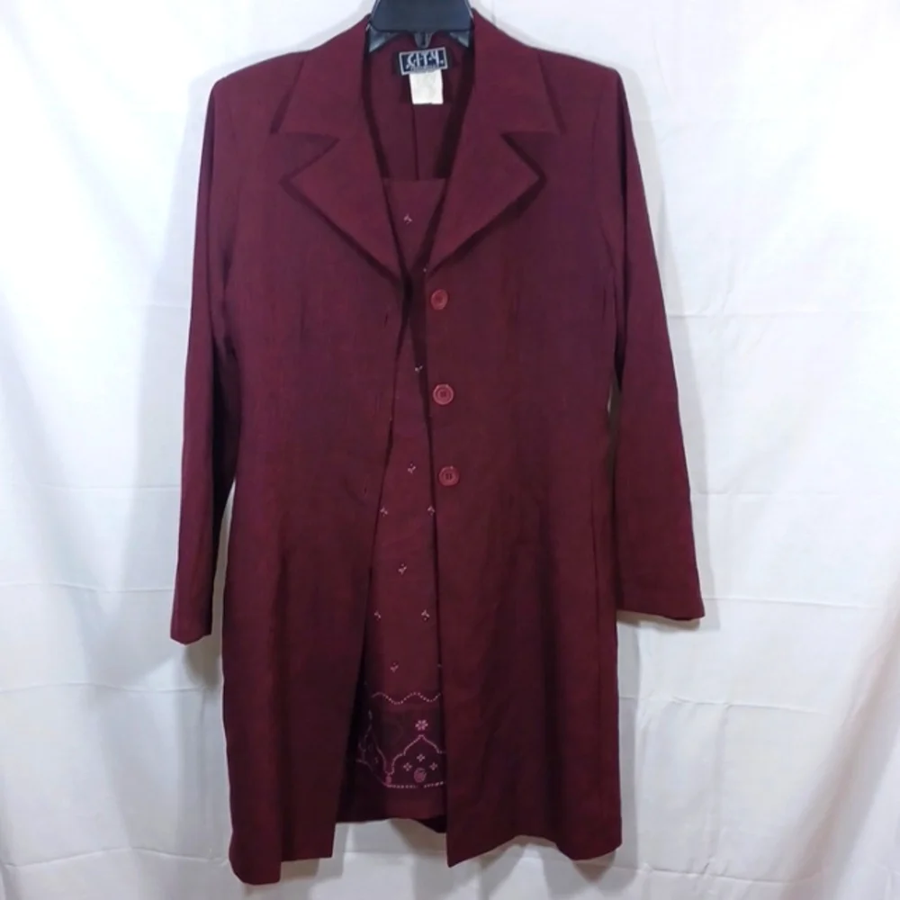 City Triangles Womens Business Work Suit Dress with Jacket Maroon Size 9 / 10 - Picture 1 of 8